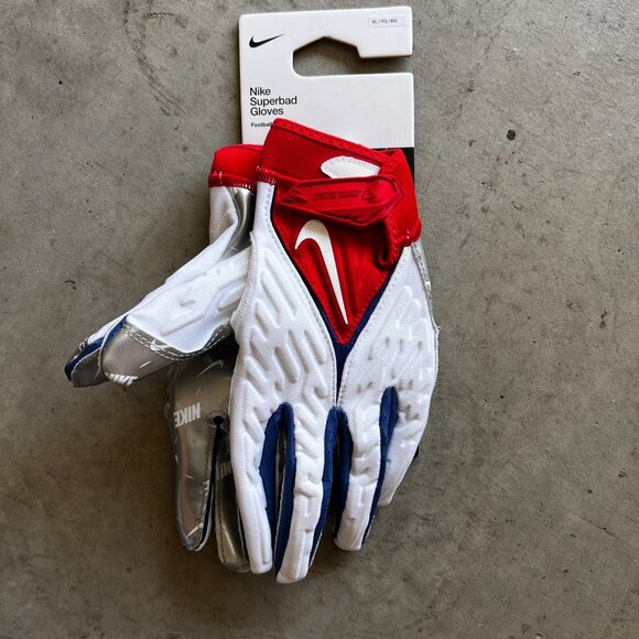 Nike Superbad Gloves 6.0 Red/White/Blue USA Men's XL Football Running Back TE - Picture 1 of 4
